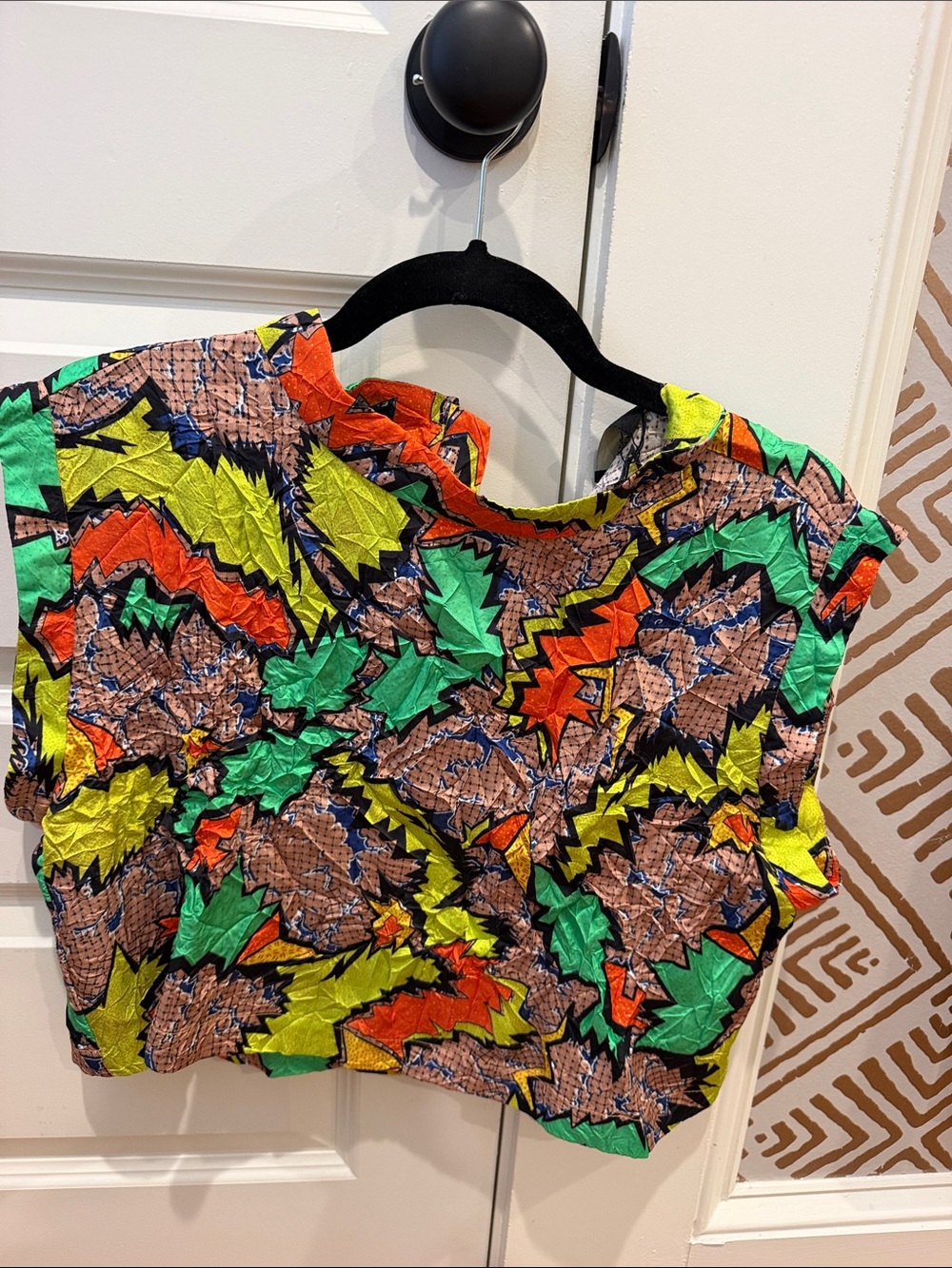 Rachel Comey Multi-Color Abstract Pattern Crop Top